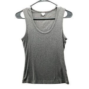 Arket Tank Top Womens S Gray Ribbed Scoop Neck Stretch Cotton
